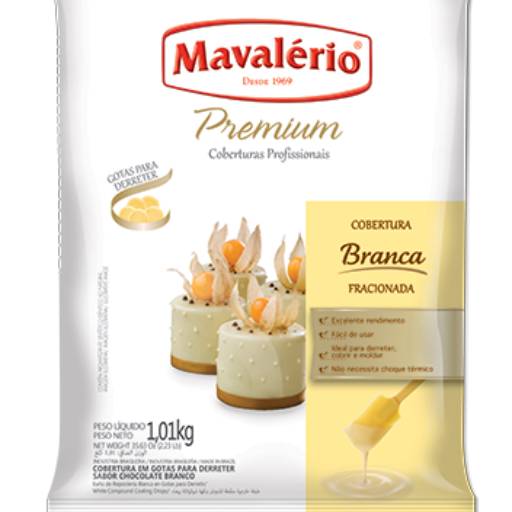 COBERTURA PREMIUM EM GOTAS PARA DERRETER SABOR CHOCOLATE BRANCO MAVALÉRIO
