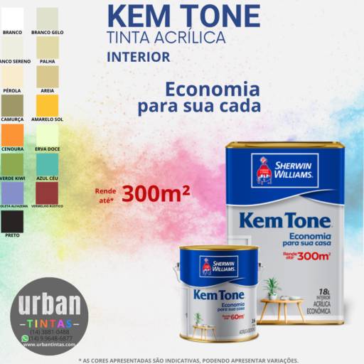 Comprar o produto de Tinta Kem Tone Sherwin Williams Interior em Tintas Acrílicas pela empresa Urban - Tintas em Botucatu, SP por Solutudo
