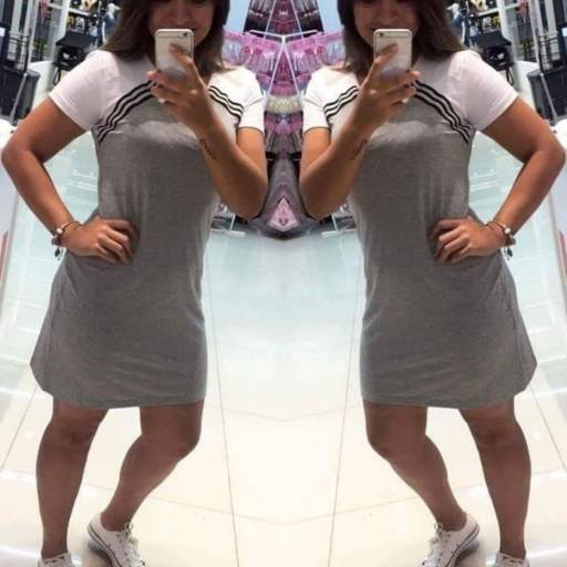 Vestido de Malha c/ Galão (Disponível na Cor Azul Marinho com Branco e Tamanho: 44/46)