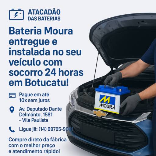 Bateria Moura para carros e motos no Atacadão das Baterias com entrega e instalação grátis
