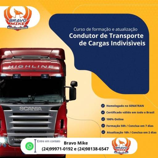 CURSO DE FORMAÇÃO E ATUALIZAÇÃO CUNDUTOR DE TRANSPORTE DE CARGAS INDIVISÍVEIS 