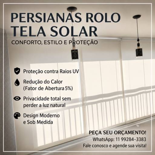 Persianas Rolô Tela Solar para Sacada em São Bernardo