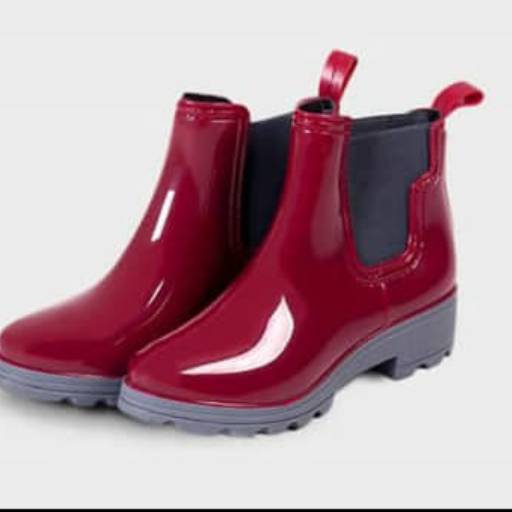 Bota galocha vermelha com elastico na lateral