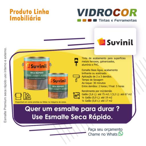 Suvinil  Esmalte Seca Rápido a base de Água - Vidrocor Tintas