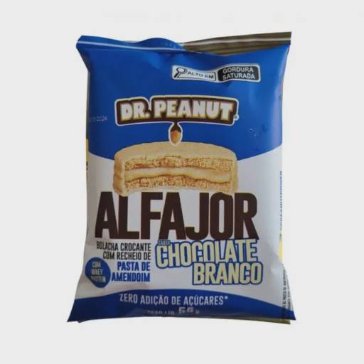 Alfajor com Whey Protein e Pasta de Amendoim sabor Chocolate Branco 55g - Dr. Peanut