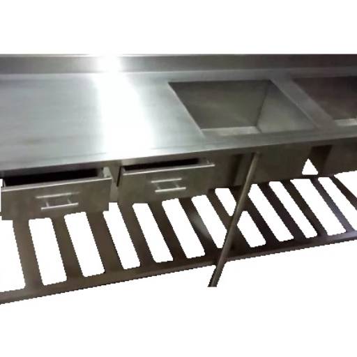 Pia Com 2 Cubas E 2 Gavetas 1.80 Em Aço Inox  