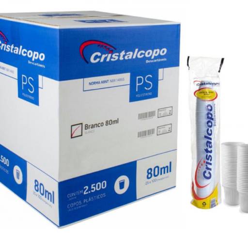 Caixa Copo Descartável Cristalcopo Transparente 80ml C/2500