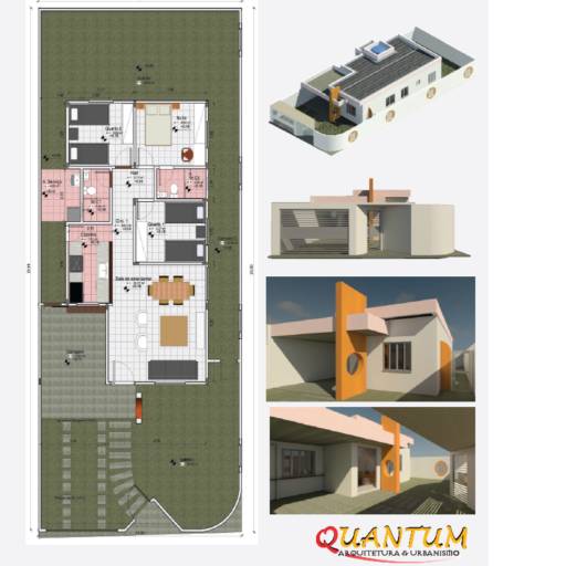 RESIDÊNCIA COM TRÊS QUARTOS, SENDO UMA SUÍTE + GARAGEM COM PLATIBANDA (104M²) por Quantum Arquitetura & Urbanismo
