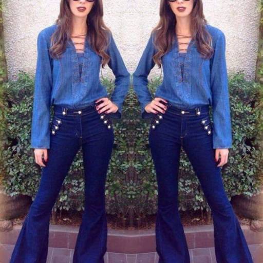 Calça Flare Jeans com Botões (Disponível no Tamanho: 38 em Bauru, SP por Blessing Store 