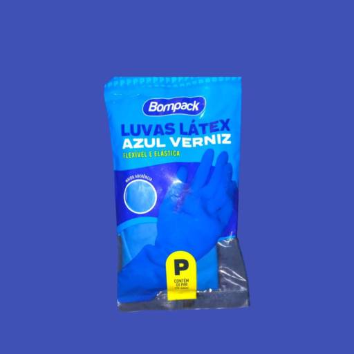 Luva látex azul verniz flexível elástica M em Jundiaí, SP por Sempre Limp - Produtos de limpeza, Higiene e Descartáveis