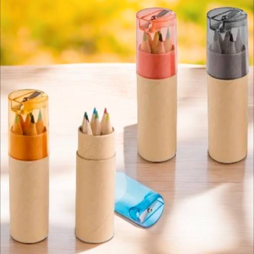 6 Mini Lápis Com Apontador