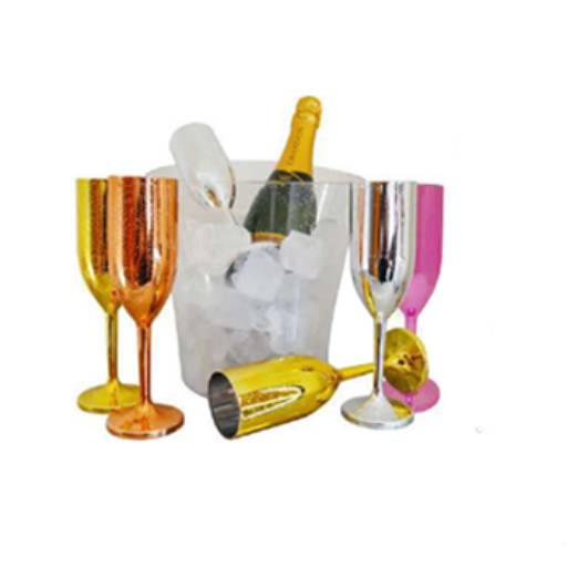 Comprar o produto de Taça Champagne Metalizada  em Acrílicos pela empresa Knécas - Copos Personalizados e Criativos - Stanley em Americana, SP por Solutudo
