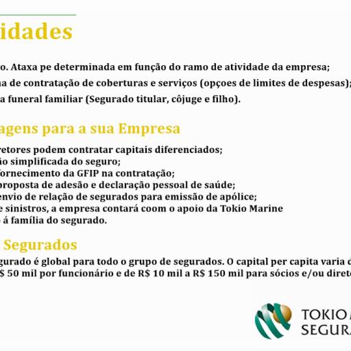 Tokio Marine - Simples Empresa  Vida em Grupo por RJE3 Consultoria & Corretora de Seguros