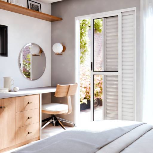 Porta Balcão de Alumínio de Correr Lateral – 2 Folhas Móveis e 1 Fixa – BRANCO