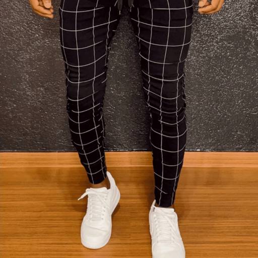 Calça Masculina Skinny Xadrez Bengaline com Poliamida e Elastano Confortável