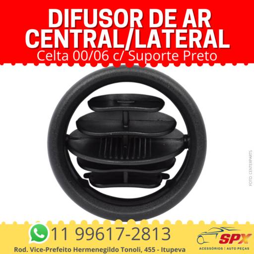 Difusor de Ar Central/Lateral Celta 00/06 c/ Suporte Preto em Itupeva, SP por Spx Acessórios e Autopeças