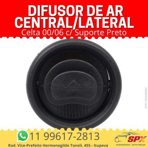 Difusor de Ar Central/Lateral Celta 00/06 c/ Suporte Preto em Itupeva, SP por Spx Acessórios e Autopeças