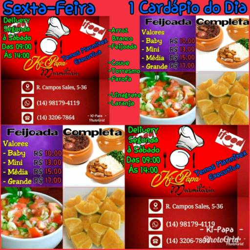 Cardápio do Dia por Ki-Papa Marmitaria