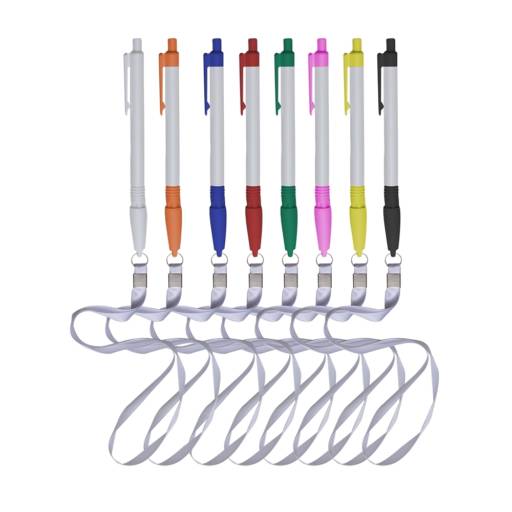 01094 Caneta Plástica com Cordão em São José do Rio Preto, SP por Public Gráfica e Brindes