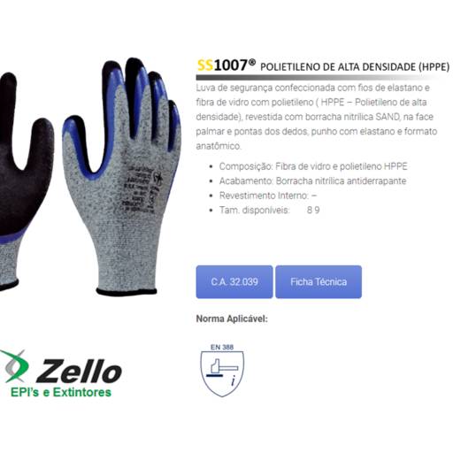 Luva Anti corte (SS1007) por Zello EPI's