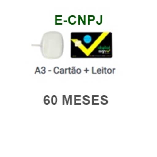 Comprar o produto de E-CNPJ | A3 CARTÃO + LEITOR | 60 MESES em Certificado Digital pela empresa Acerte Certificação Digital em Aracaju, SE por Solutudo