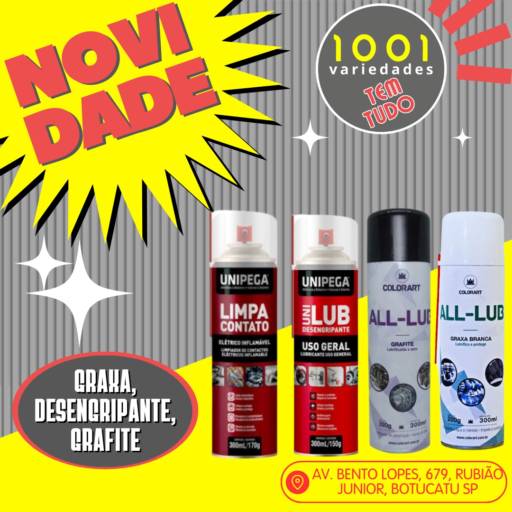 Comprar o produto de LIMPA CONTATO, GRAXA, DESENGRIPANTE E GRAFITE em Limpa Contatos pela empresa 1001 TEM TUDO VARIEDADES em Botucatu, SP por Solutudo