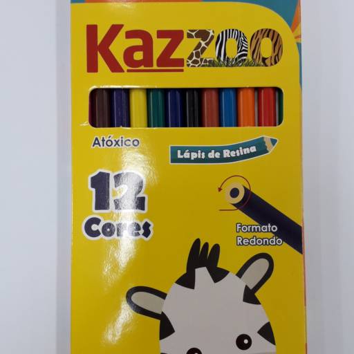 Caixa de lapis de cor redondo 12 cores Kaz por Bazar Baladi