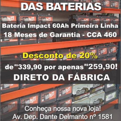 Bateria 60ah Impact no Atacadão das Baterias maior corrente de partida do mercado em Botucatu, SP por Atacadão das Baterias