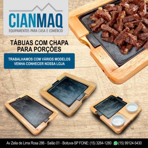 Tábuas com chapa para porções 