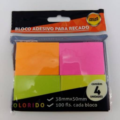 Bloco Adesivo Para Recado Colorido - 38 X 50 mm - 100 fls por Bauru Office Papelaria