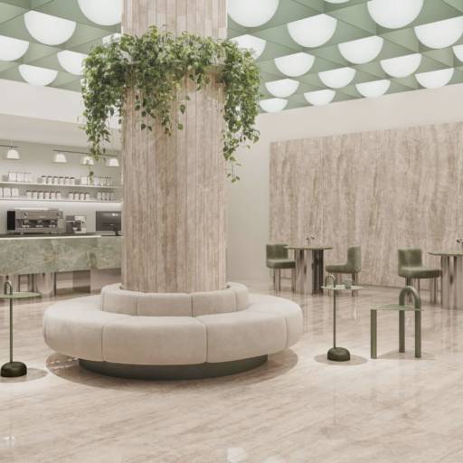 Porcelanato Acetinado 120x120cm Roca Taj Mahal no Ninho Verde II