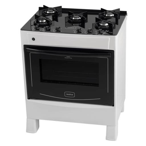 Fogão Realce Iris Glass 5 Bocas Branco/Preto por Móveis Brasil