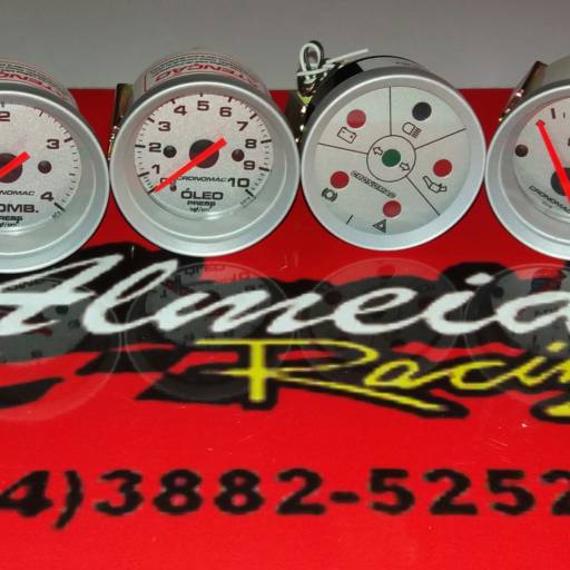 Manômetros 52mm prata por Almeida Racing