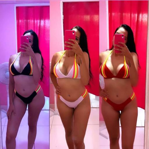 Biquíni com faixas neon em Bauru, SP por Leh Lingerie e Moda Praia