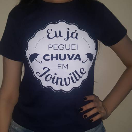 Comprar o produto de Camiseta infantil "Já Peguei Chuva em Joinville" Azul - 6 em Camisetas pela empresa Joinvilleiros em Joinville, SC por Solutudo