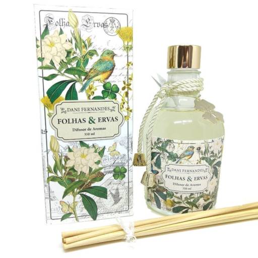 Difusor de Aromas Folhas e Ervas 350 ml - Dani Fernandes por Cuidados da Mata - Cosméticos Naturais e Veganos