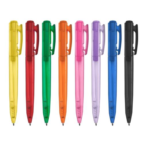 01091T Caneta Plástica Translúcida em São José do Rio Preto, SP por Public Gráfica e Brindes