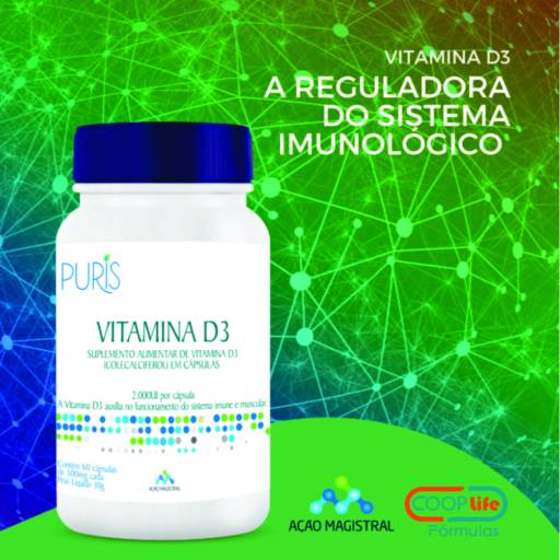 Comprar o produto de Vitamina D3 Puris (2.000Ui) 500Mg 60 Caps em Suplementos pela empresa Coop Life Fórmulas em Itapetininga, SP por Solutudo