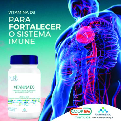 Vitamina D3 Puris (2.000Ui) 500Mg 60 Caps em Itapetininga, SP por Coop Life Fórmulas