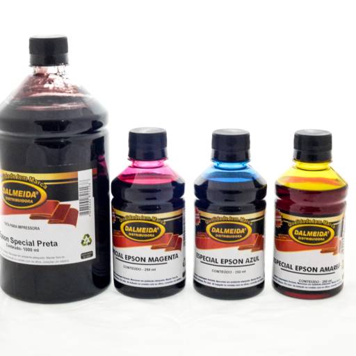 Tinta Epson L395 L375 L365 L220 L455 L355 L800 KIT 1 LITRO PRETO E 250 ML CADA COLORIDOS por Toner Para impressora laser direto do distribuidor