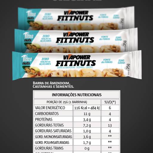 Barra Fittnuts Vitapower por Center Fit Suplementos 
