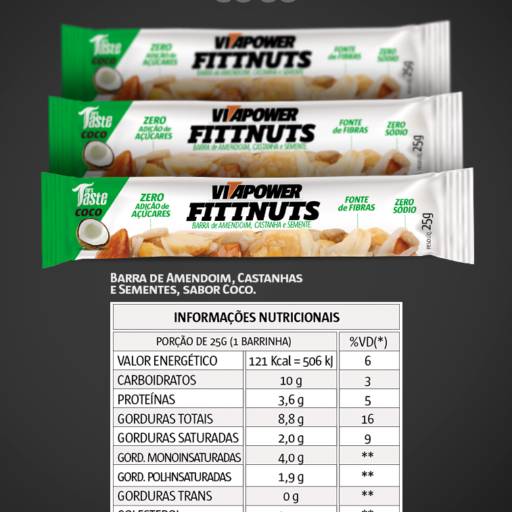 Barra Fittnuts Vitapower por Center Fit Suplementos 