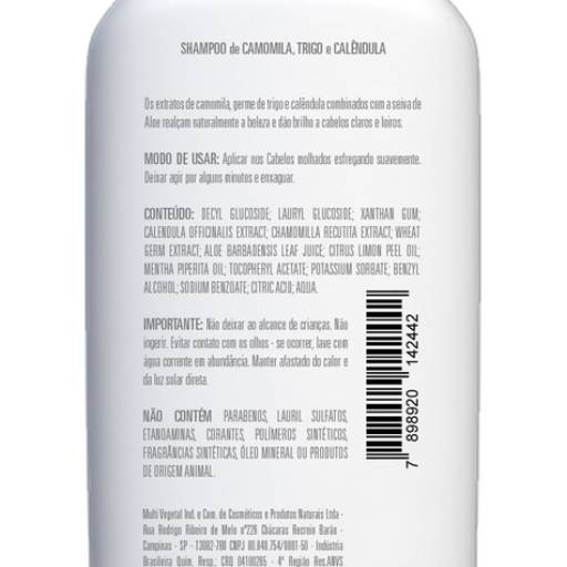 Shampoo de Camomila, Trigo e Calendula por Cuidados da Mata - Cosméticos Naturais e Veganos