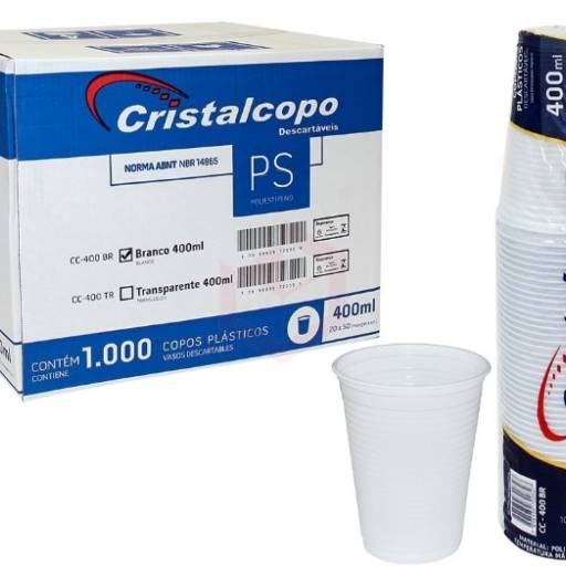 Caixa Copo Descartável Cristalcopo Transparente 400ml C/1000