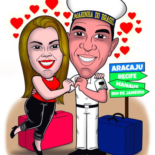 Caricatura sob encomenda - Casal por Danilo Moura Cartuns e Caricaturas