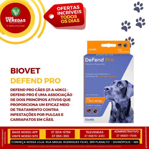 Bio Defend Pro - Cães de 20kg a 40kg por DROGARIA REDE VEREDAS - FARMÁCIA EM DIVINÓPOLIS