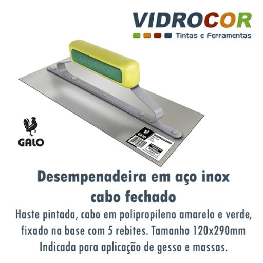 Desempenadeira Galo aço inox ref 306 Loja de tinta Botucatu