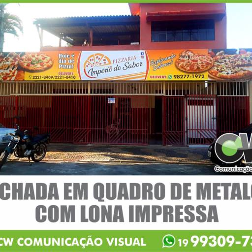 FACHADA EM QUADRO DE METALON COM LONA IMPRESSA EM ALTA RESOLUÇÃO  em Americana, SP por CW Comunicação Visual