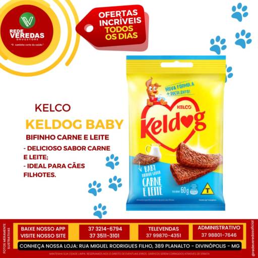 Bifinho Keldog Baby para Cães Sabor Carne e Leite - 60g por DROGARIA REDE VEREDAS - FARMÁCIA EM DIVINÓPOLIS