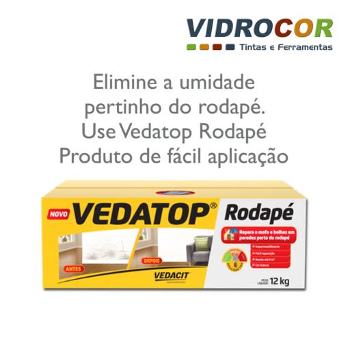 Comprar o produto de Vedatop Rodapé - caixa 12kg em Impermeabilizantes pela empresa Vidrocor Tintas - Barra Bonita em Barra Bonita, SP por Solutudo